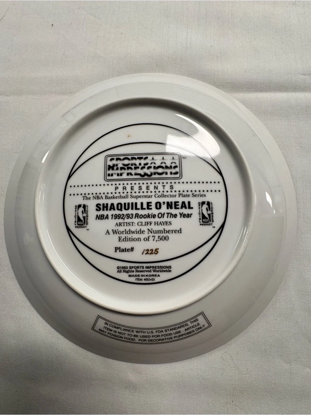 Sports impression Shaquille O’Neal NBA rookie of the year 1992/93 commemorative
